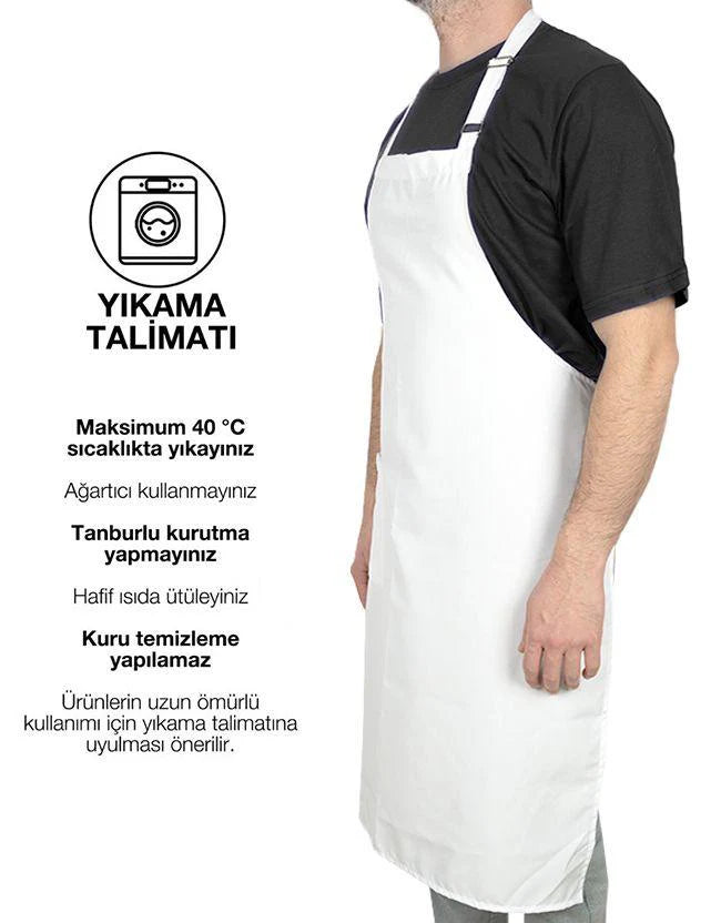 Beyaz Ayarlanabilir Mutfak Önlüğü