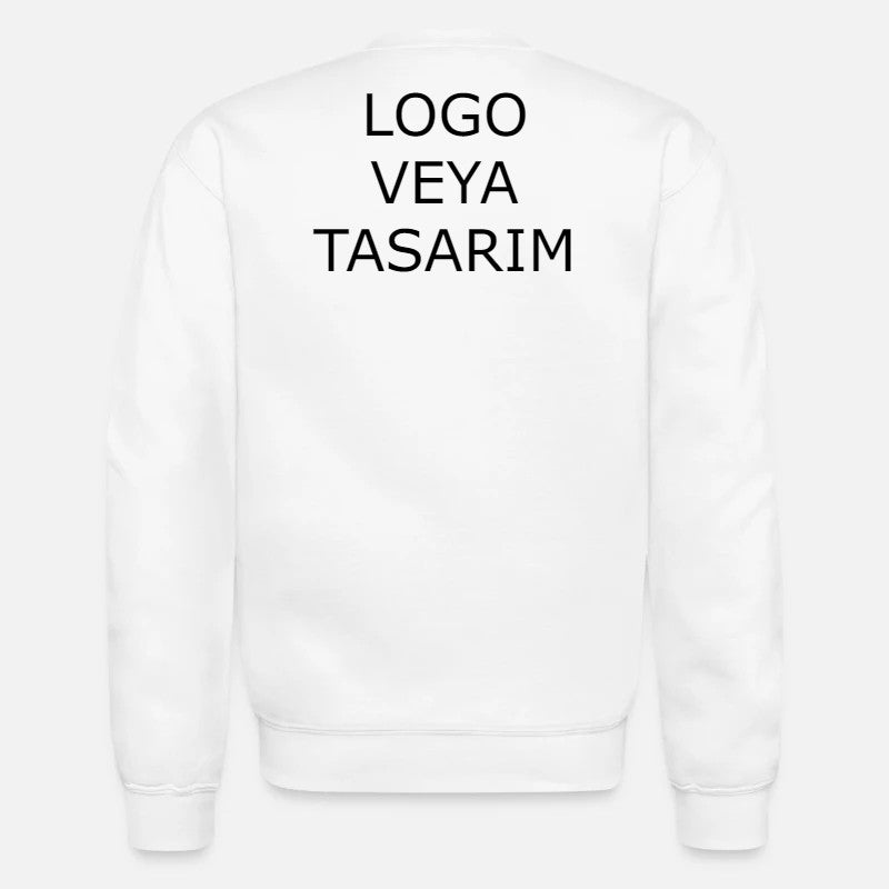 Beyaz Uzun Kollu Sweat - Şardonsuz - Baskılı - Baskısız