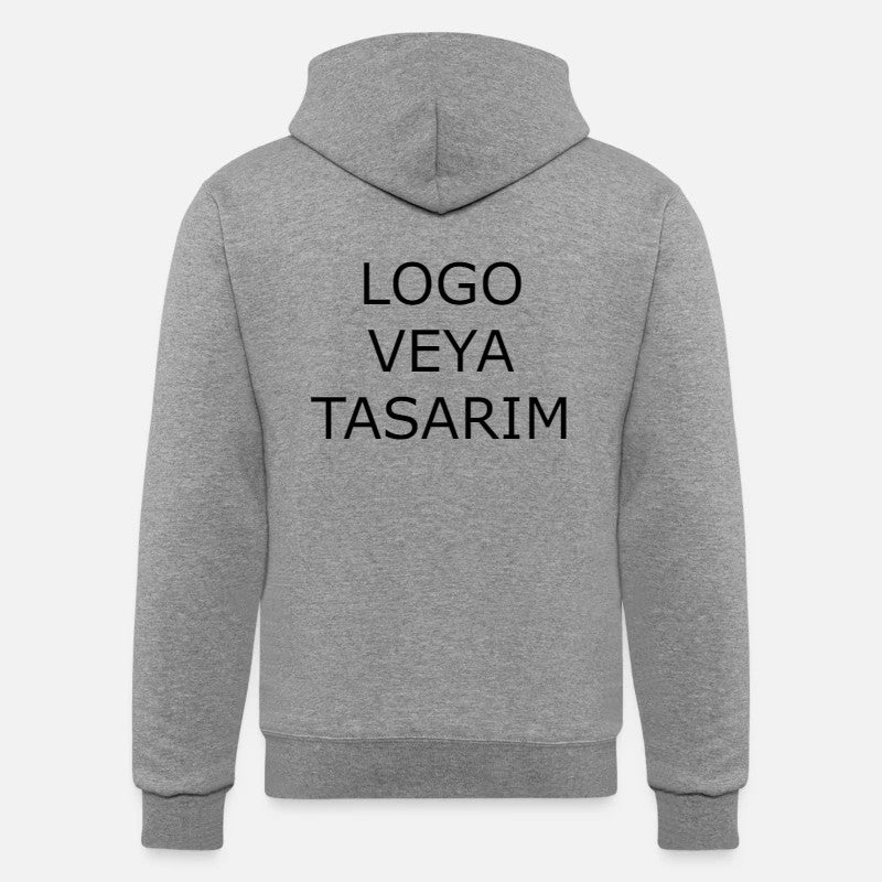 Gri Kapüşonlu Sweatshirt Şardonsuz Baskılı - Baskısız
