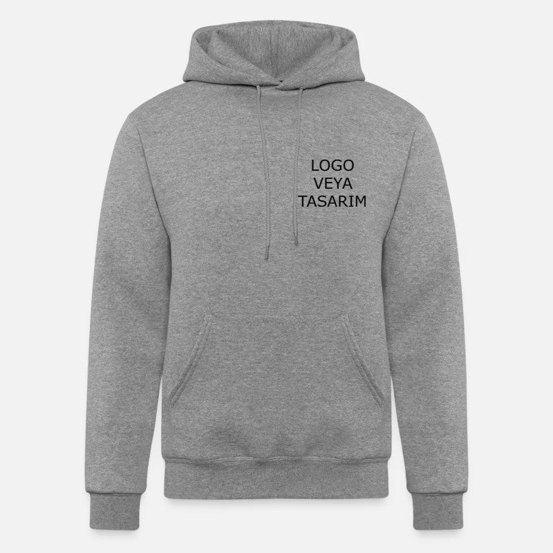 Gri Kapüşonlu Sweatshirt Şardonsuz Baskılı - Baskısız