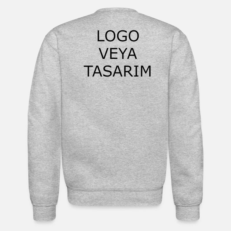 Gri Uzun Kollu Sweat - Şardonsuz - Baskılı - Baskısız