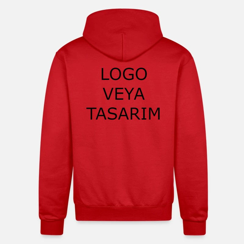 Kırmızı Kapüşonlu Sweatshirt Şardonsuz Baskılı - Baskısız