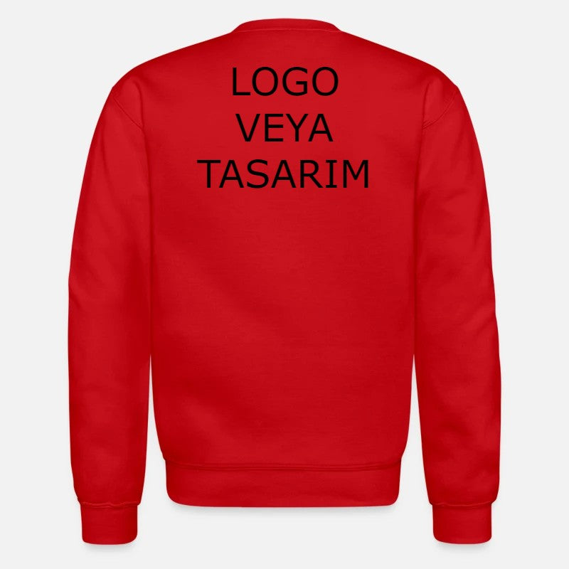 Kırmızı Uzun Kollu Sweat - Şardonsuz - Baskılı - Baskısız