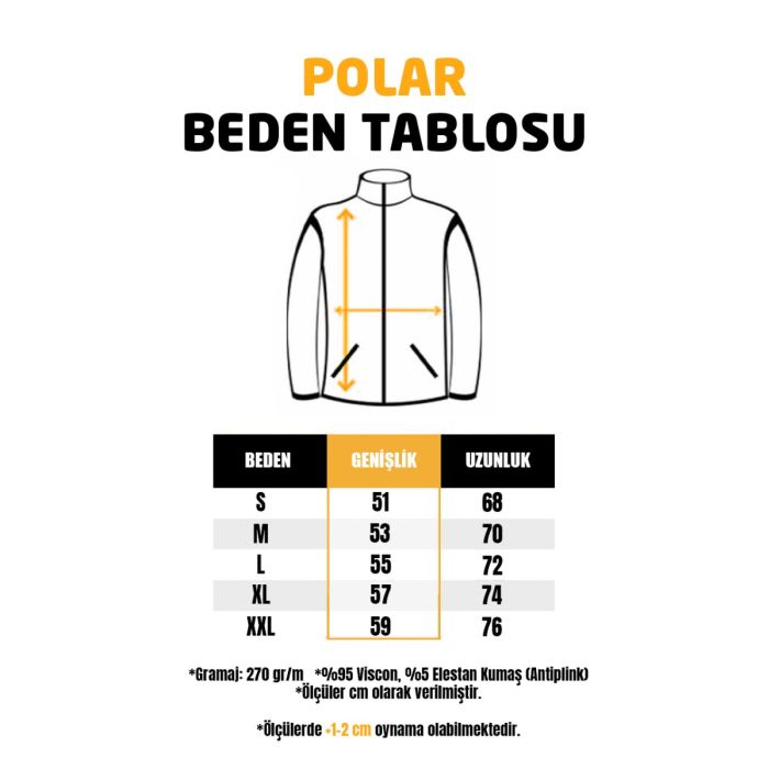 Fermuarlı Antrasit Polar Nakış Baskılı - Baskısız