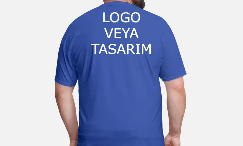 Mavi Yuvarlak Yaka Tişört Nakış - Baskılı - Baskısız Toptan Veya Perakende