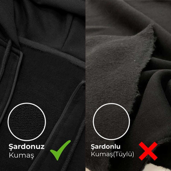 Beyaz Kapüşonlu Sweatshirt Şardonsuz Baskılı - Baskısız
