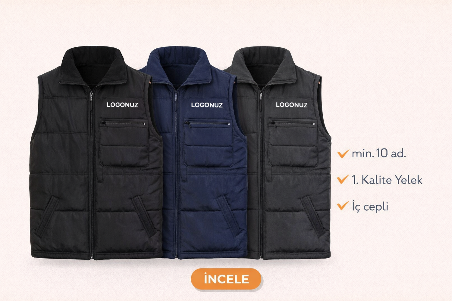 Dayanıklı ve Şık Sıfır Kollu Nakış Baskılı İş Yeleği