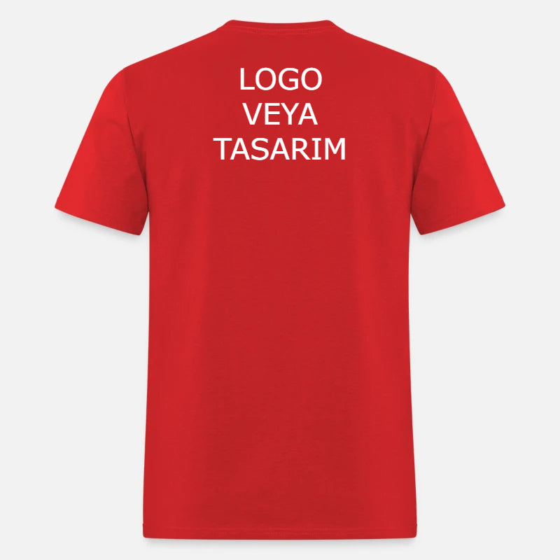 Kırmızı Yuvarlak Yaka Tişört  Nakış - Baskılı - Baskısız Toptan Veya Perakende